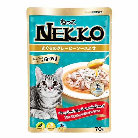 Nekko Adult Cat Pouch Tuna Topping Shirasu in Gravy 70g