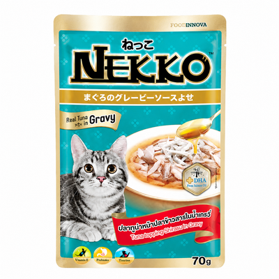 Nekko Adult Cat Pouch Tuna Topping Shirasu in Gravy 70g