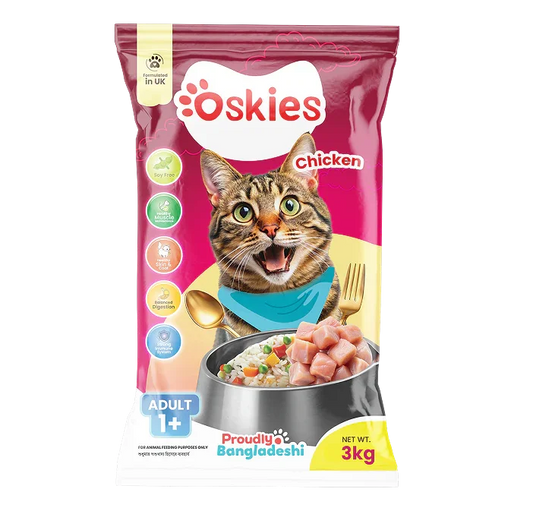 Oskies Adult Cat Dry Food Chicken 3kg + 500g EXTRA