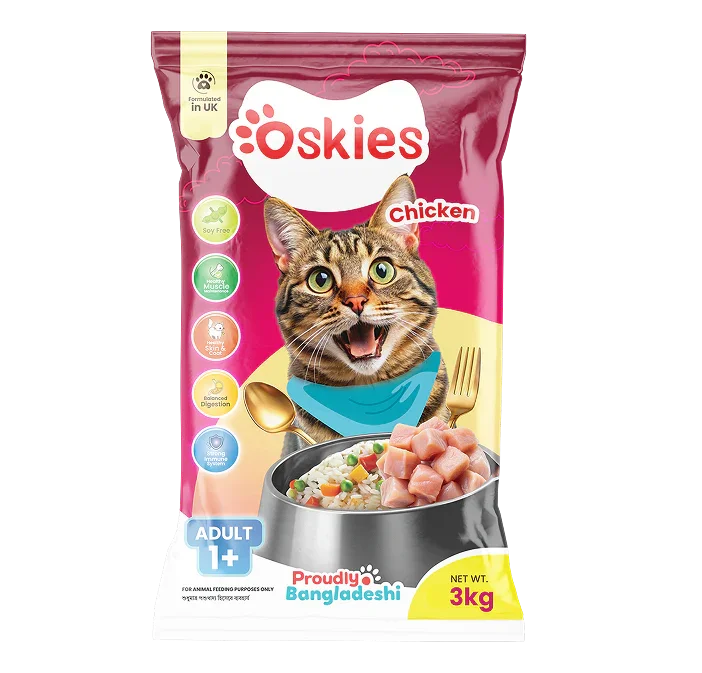Oskies Adult Cat Dry Food Chicken 3kg + 500g EXTRA