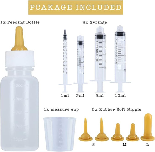 10 Pack Feeding Bottle and Feeding Syringe with nipple for Puppy Kitten Squirrel Newborn Pets Slow Feeder