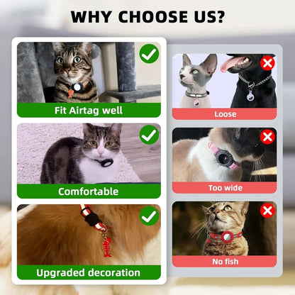 Reflective Collar with Waterproof Cat Pet Collar with Case Holder for Apple AirTag tracker