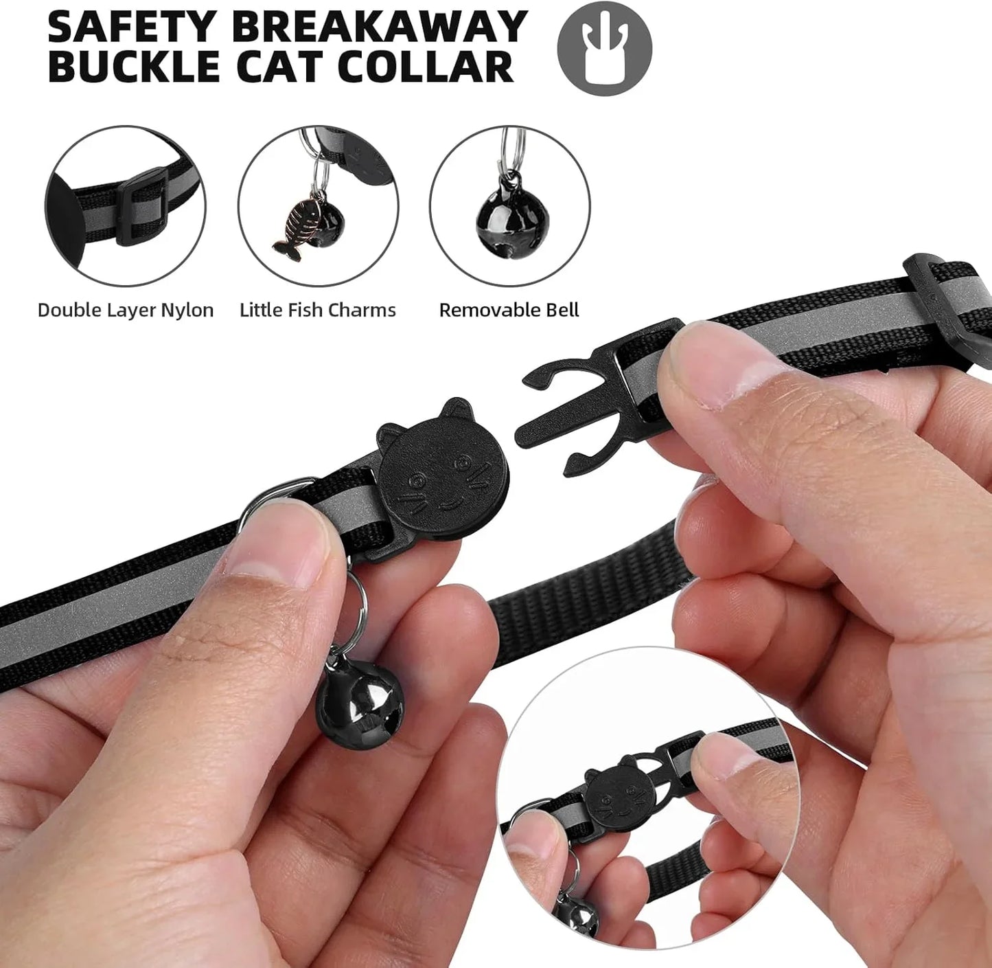 Reflective Collar with Waterproof Cat Pet Collar with Case Holder for Apple AirTag tracker
