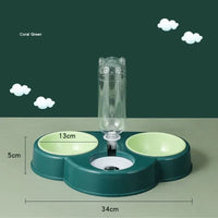 Cat Food and Water Bowl, 3 in 1 Cat Bowl Detachable 15 Degree Slanted Cat Bowls for Pet Swallow