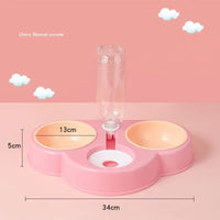 Cat Food and Water Bowl, 3 in 1 Cat Bowl Detachable 15 Degree Slanted Cat Bowls for Pet Swallow