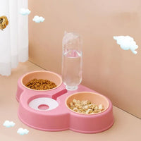 Cat Food and Water Bowl, 3 in 1 Cat Bowl Detachable 15 Degree Slanted Cat Bowls for Pet Swallow