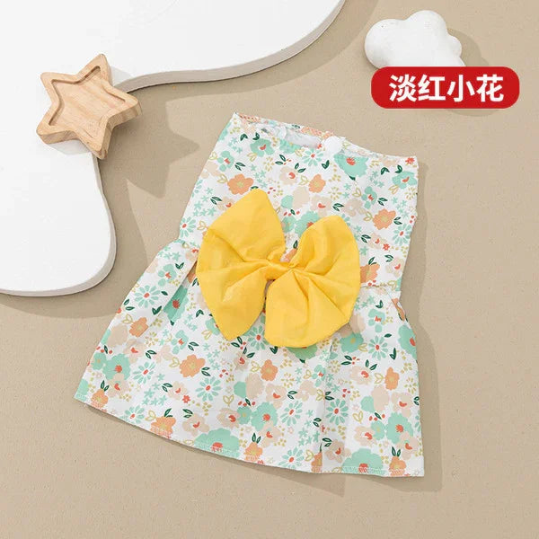 Pet Clothes Dog Floral Princess Dress Summer Dress Printed Butterfly Cute Cat and Dog Skirt Princess Skirt