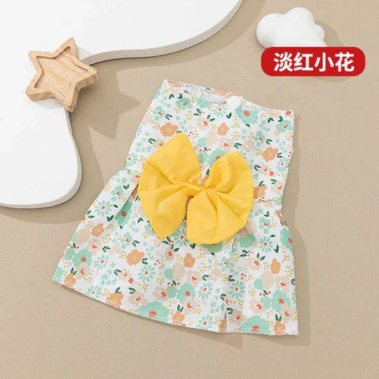 Pet Clothes Dog Floral Princess Dress Summer Dress Printed Butterfly Cute Cat and Dog Skirt Princess Skirt