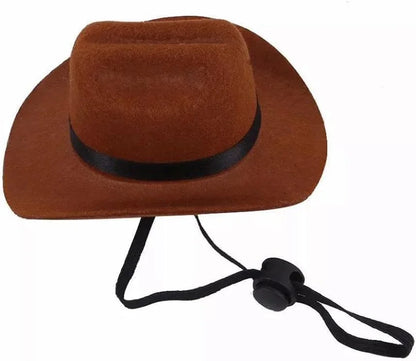 Adjustable Strap Western Style Cowboy Hat for Small & Medium Dogs Top Hat Headwear Cat and Dog Photo Props, Dog Costume Accessory