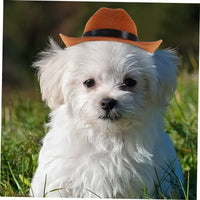 Adjustable Strap Western Style Cowboy Hat for Small & Medium Dogs Top Hat Headwear Cat and Dog Photo Props, Dog Costume Accessory