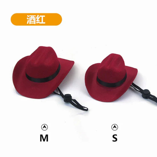 Adjustable Strap Western Style Cowboy Hat for Small & Medium Dogs Top Hat Headwear Cat and Dog Photo Props, Dog Costume Accessory