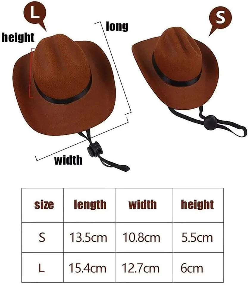 Adjustable Strap Western Style Cowboy Hat for Small & Medium Dogs Top Hat Headwear Cat and Dog Photo Props, Dog Costume Accessory