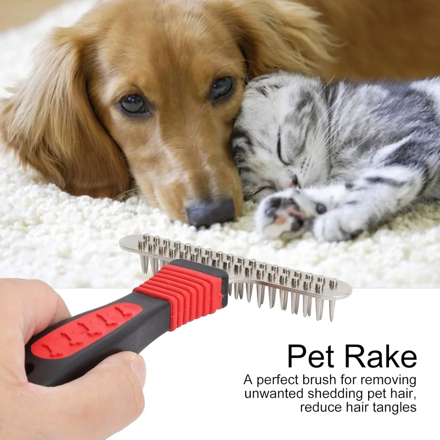 Pet Fur Grooming Rake Stainless Steel Brush Comb for Dogs