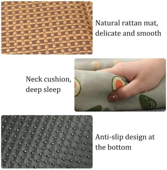 Summer Pet Cooling Mat, Natural Rattan Pet Bed Mat, Pet Cooler, Summer Linen Rattan Mat Nest, Woven Breathable Square Washable Bed with Edge for Dogs Cats