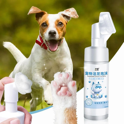 Pet Paw Cleaning Foam - Waterless Shampoo,150ml Paw Cleaner with Soft Silicone Brush, No-Rinse Shampoo for Pets and Dogs Foccar