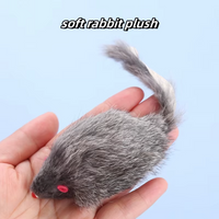 Rabbit Fur Interactive Catch Play Mouse Toy for Cat 1pcs