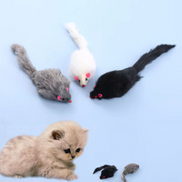 Rabbit Fur Interactive Catch Play Mouse Toy for Cat 1pcs