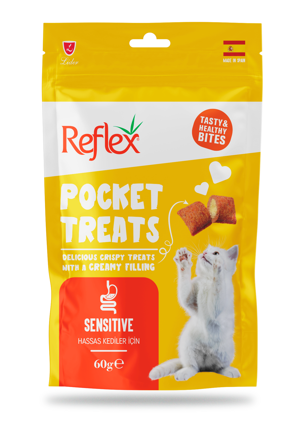 Reflex Plus Pocket Treats Sensitive Adult Cat Dry Treat 60g