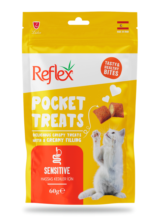 Reflex Plus Pocket Treats Sensitive Adult Cat Dry Treat 60g