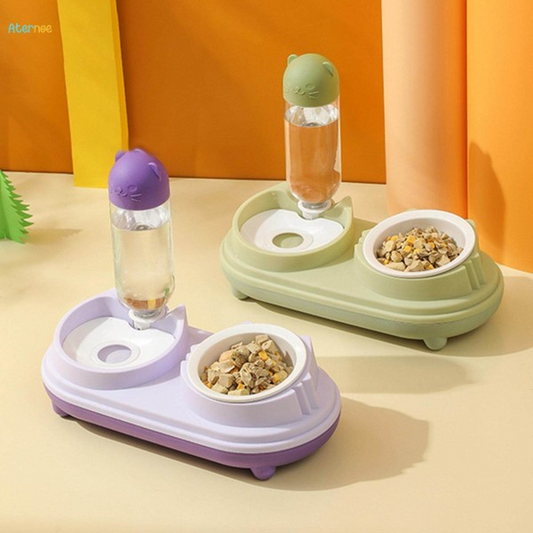 Practical Tilted Cat Food Bowl Automatic Small Dog Water Dispenser Lightweight Drinking 