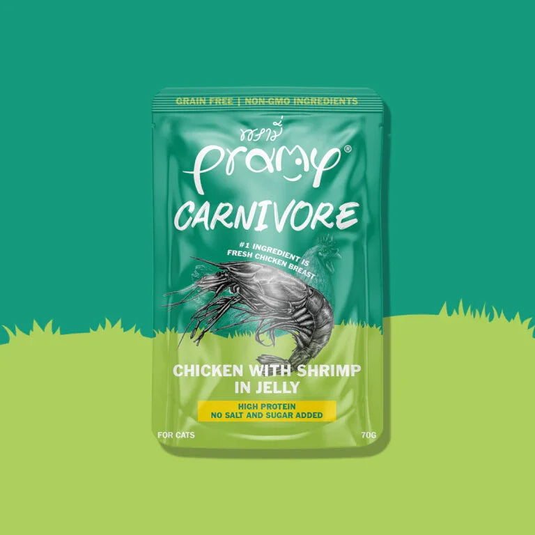 Pramy Carnivore Pouch Chicken with Shrimp in Jelly for All Cats 70gm