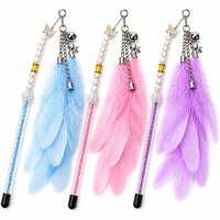 Premium Feather Wand Cat Toy with Bell & Charms 1pcs