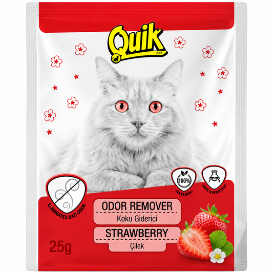 Quik Odor Remover Cat Litter Deodorize Strawberry Flavour 25g