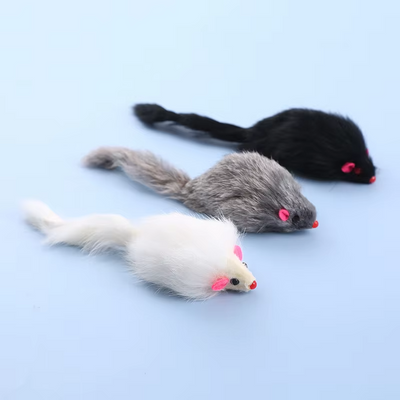 Rabbit Fur Interactive Catch Play Mouse Toy for Cat 1pcs