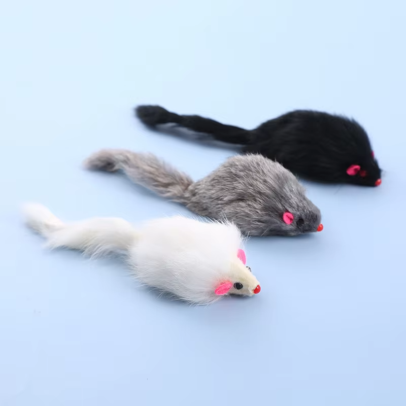 Rabbit Fur Interactive Catch Play Mouse Toy for Cat 1pcs