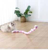 Rainbow Fluffy Long Plush Snake Funny Cat Stick Toy 1pcs