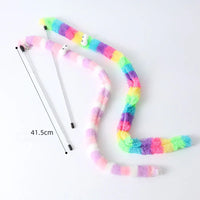 Rainbow Fluffy Long Plush Snake Funny Cat Stick Toy 1pcs