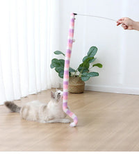 Rainbow Fluffy Long Plush Snake Funny Cat Stick Toy 1pcs