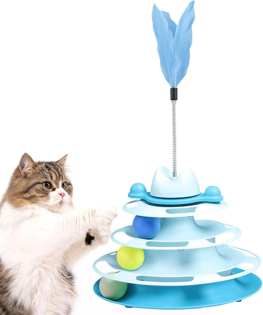 Roller Kitten Toys, Four-Tier Turnable Toys for Pet Cats,  TowerToy Cat Ball Toy