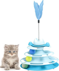 Roller Kitten Toys, Four-Tier Turnable Toys for Pet Cats,  TowerToy Cat Ball Toy