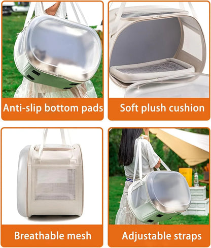 Pet Carrier, Pet Suitcase for Cat and Small Dog with Adjustable Shoulder Strap for Travel, Walking