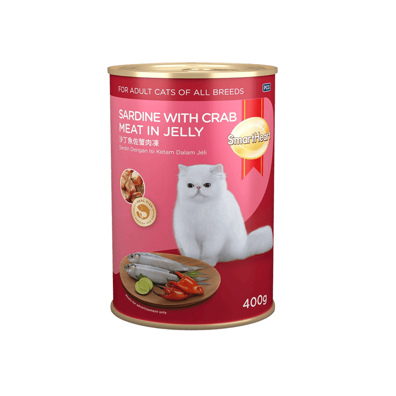 Smartheart Adult Canned Wet Food Sardine with Crab Stick in Jelly 400g