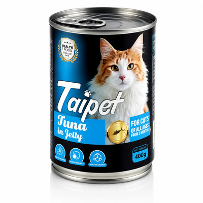 Taipet Can Cat Food Tuna In Jelly For Both Adults & Kittens From 2months 400g