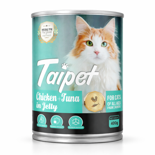 Taipet Can Cat Wet Food Chicken and Tuna in Jelly For Both Adults & Kittens 400g