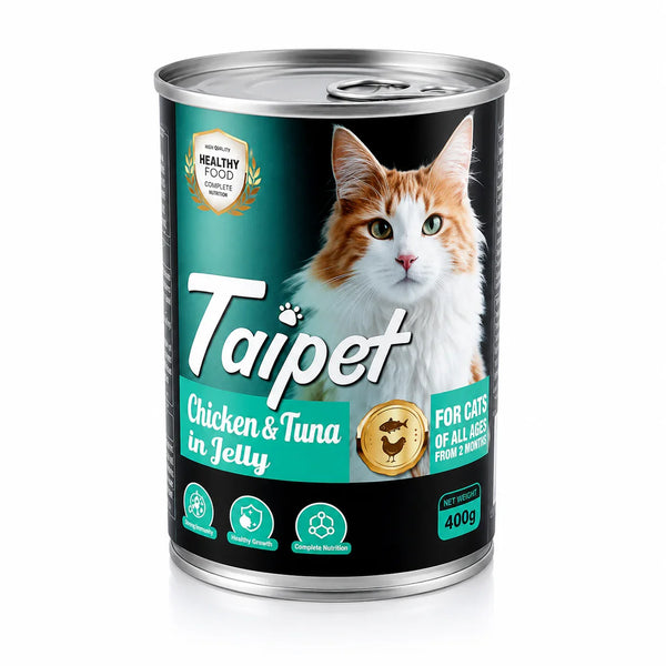 Taipet Can Cat Wet Food Chicken and Tuna in Jelly For Both Adults & Kittens 400g