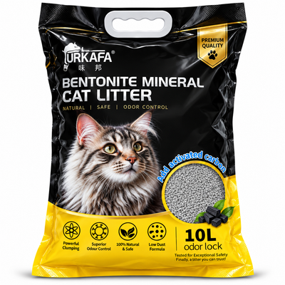 URKAFA Bentonite Mineral Cat Litter 10L – Activated Carbon Odor Lock