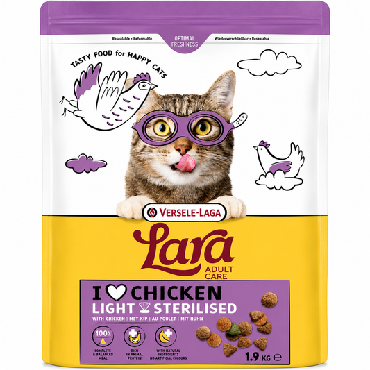 Versele Laga Lara Adult Care Dry Cat Food Light Sterilised with Chicken 1.9kg