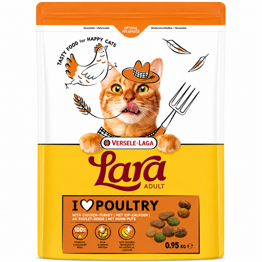 Versele Laga Lara Adult Dry Cat Food Poultry with Chicken Turkey 950gm