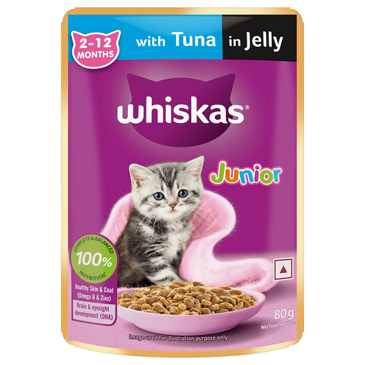 WHISKAS® Wet Food for Kittens (2-12 Months), Tuna in Jelly Flavour 80g