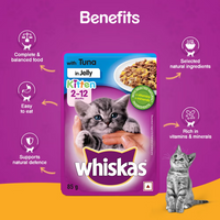 WHISKAS® Wet Food for Kittens (2-12 Months), Tuna in Jelly Flavour 80g