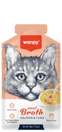 Wanpy Meat Broth Pouch Salmon & Tuna for Cats 50gm