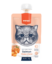 Wanpy Tasty Meat Paste Pouch Salmon, Chicken & Carrot 90gm