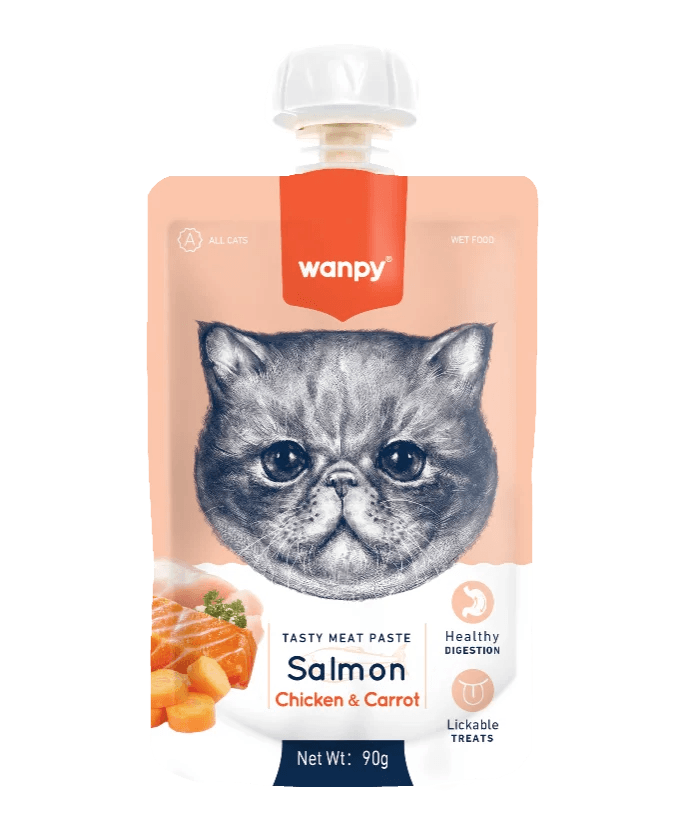 Wanpy Tasty Meat Paste Pouch Salmon, Chicken & Carrot 90gm
