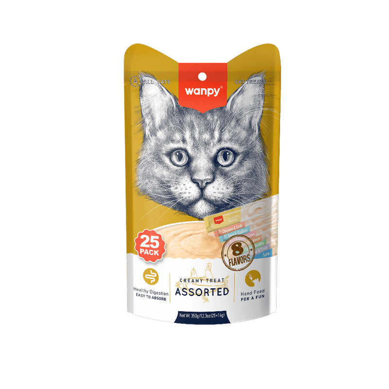 Wanpy Cat Creamy Lickable Treat Assorted Flavour 14GX25 (350gm)