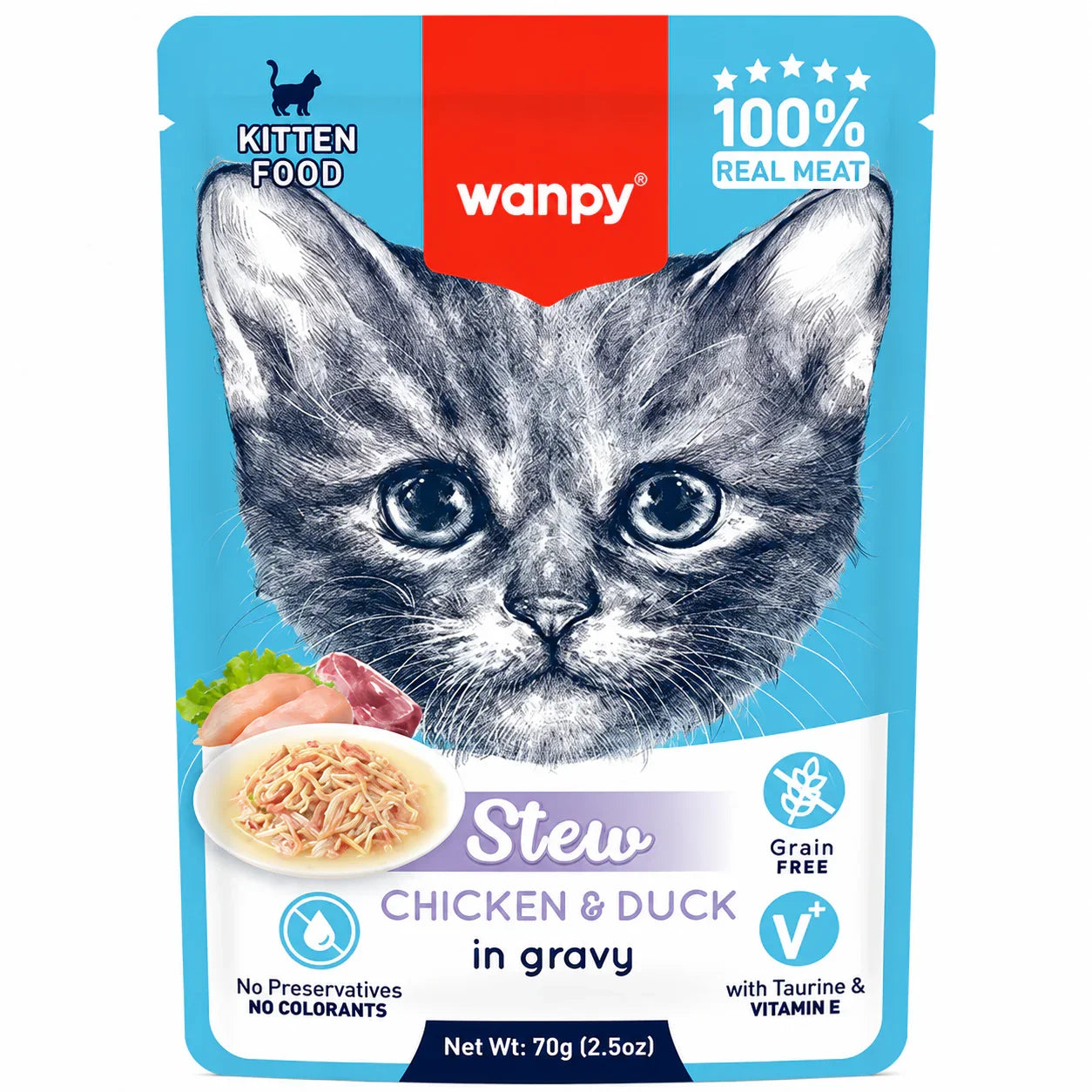 Wanpy Stew Chicken & Duck in gravy Kitten Pouch (70gm)