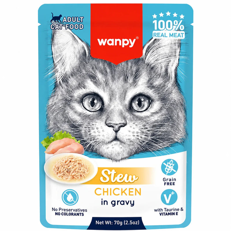 Wanpy Stew Chicken in gravy Adult Cat Pouch (70gm)